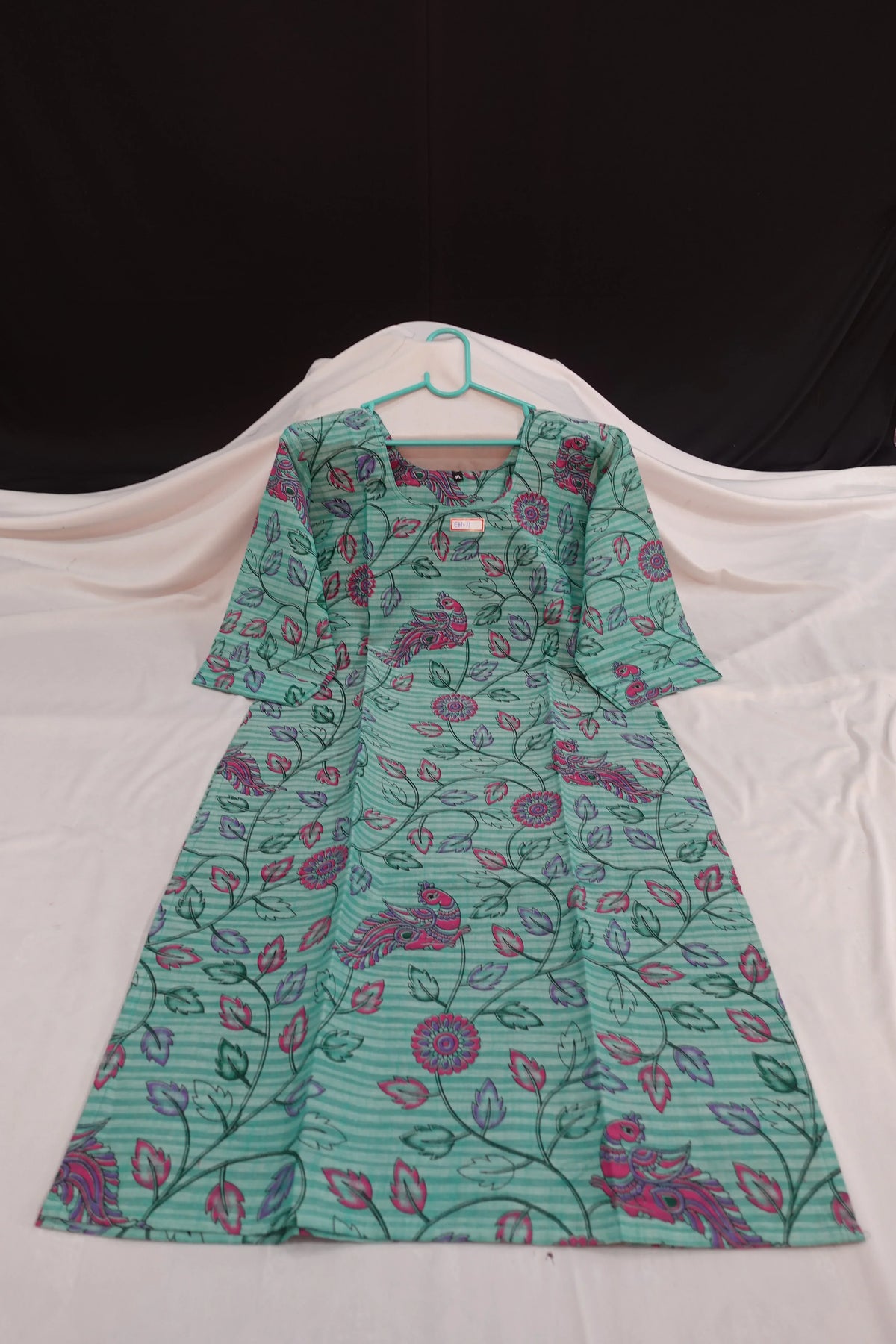 Premium Straight Cut Kurti – Spanish Green Colour with Beautiful Floral Print