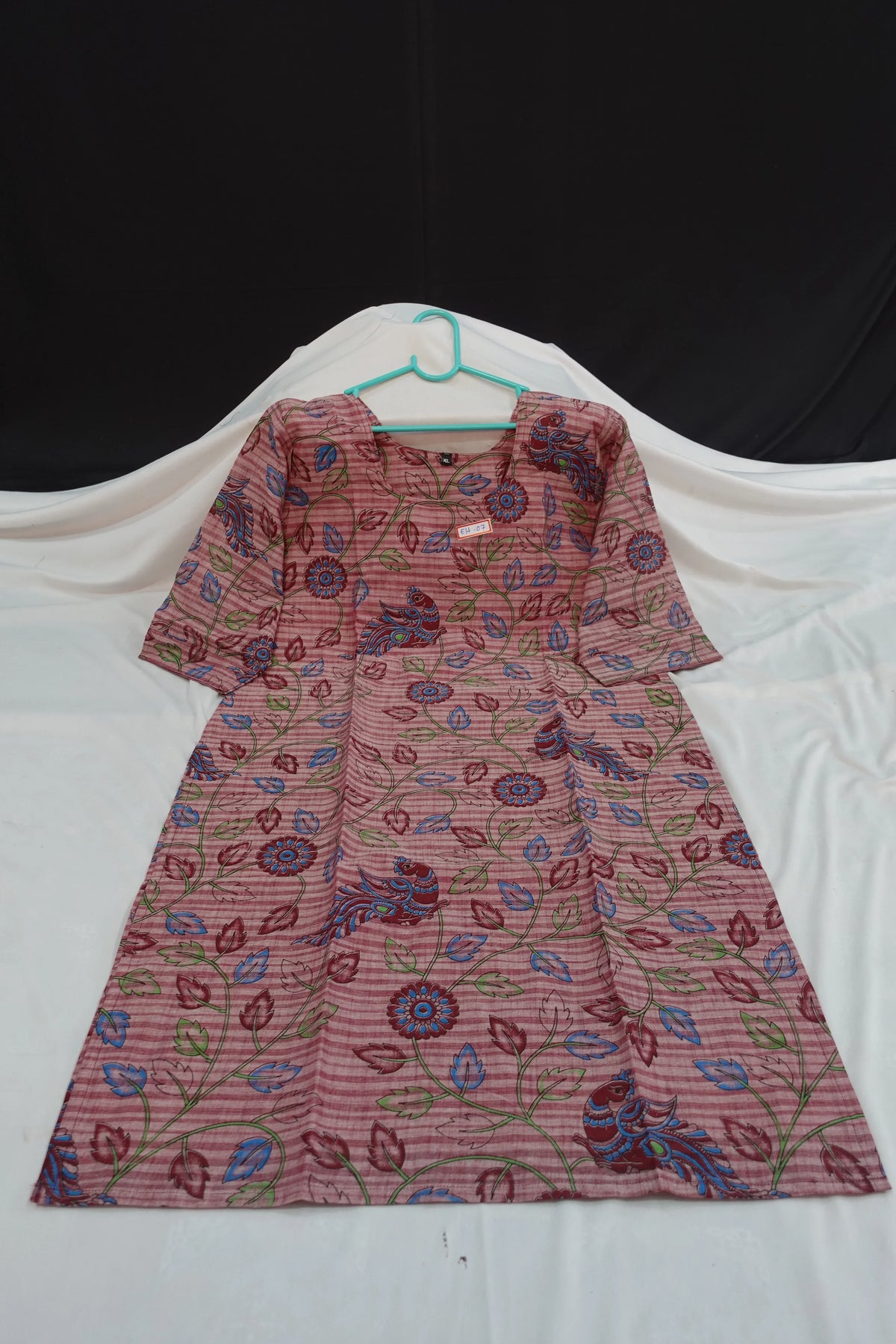 Premium Cotton Straight Cut Kurti – Copper Rose Floral Print Design for Women