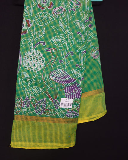 Chirala cotton saree half Green shade and printed blouse