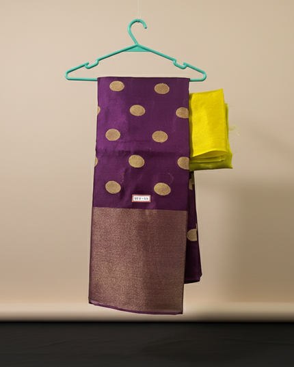 Jute Saree with Dollar Butis violet Colour
