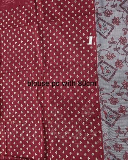 Chirala cotton saree half white shade and printed blouse