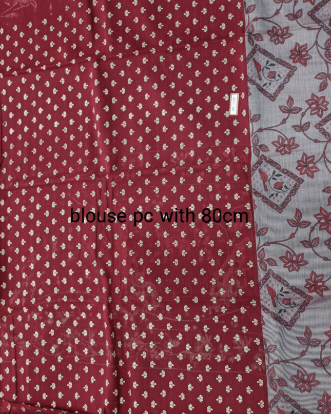 Chirala cotton saree half white shade and printed blouse