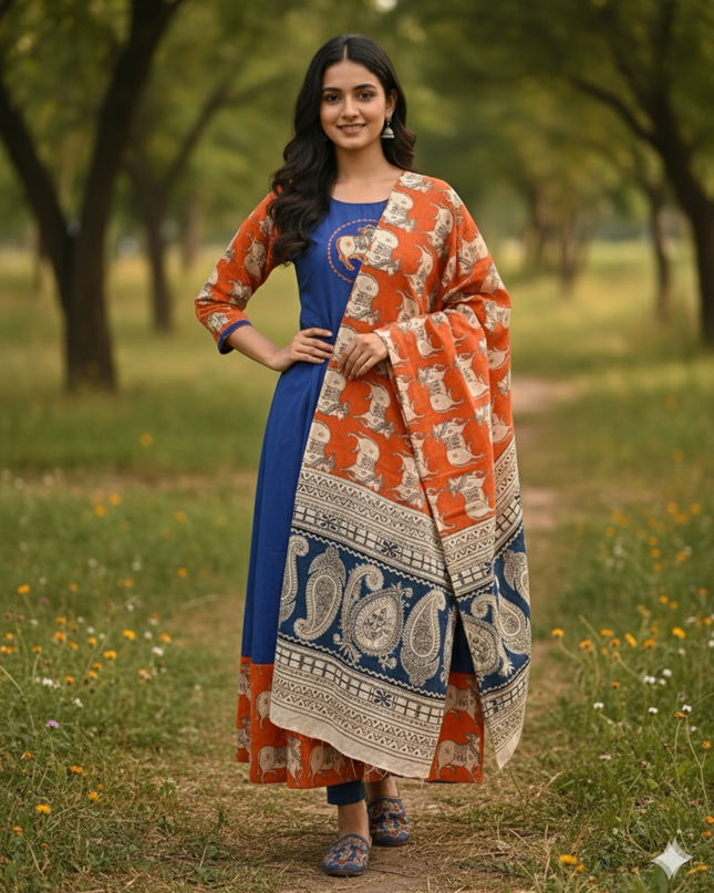 Premium 2-Piece Frock Set Blue Colour – Bhavana Originals Exclusive