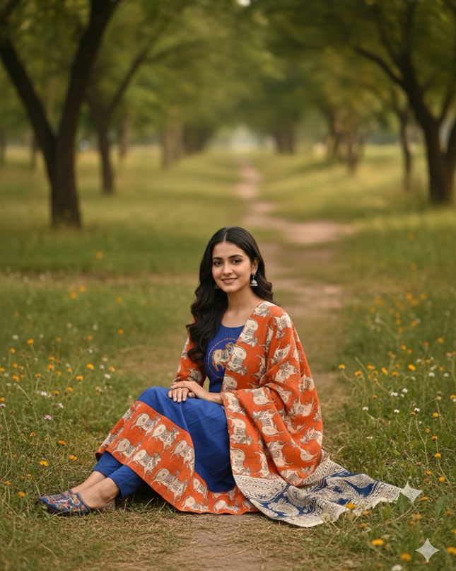 Premium 2-Piece Frock Set Blue Colour – Bhavana Originals Exclusive