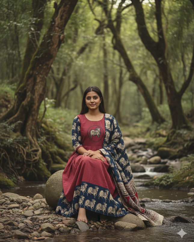 Premium 2-Piece Frock Set Maroon Colour – Bhavana Originals Exclusive