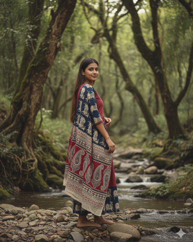 Premium 2-Piece Frock Set Maroon Colour – Bhavana Originals Exclusive