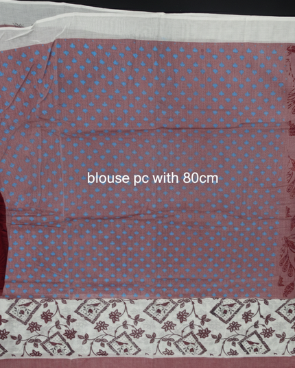 Chirala cotton saree Majentha Pink shade and printed blouse