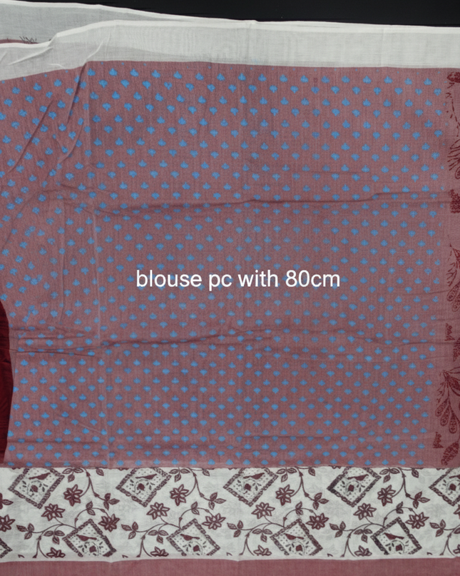 Chirala cotton saree Majentha Pink shade and printed blouse