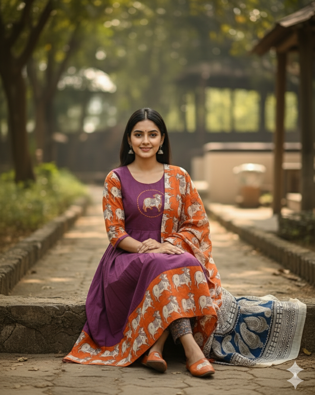Premium 2-Piece Frock Set Blue Colour – Bhavana Originals Exclusive