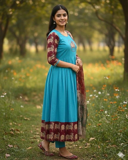 Premium 2-Piece Frock Set Sky Blue Colour – Bhavana Originals Exclusive