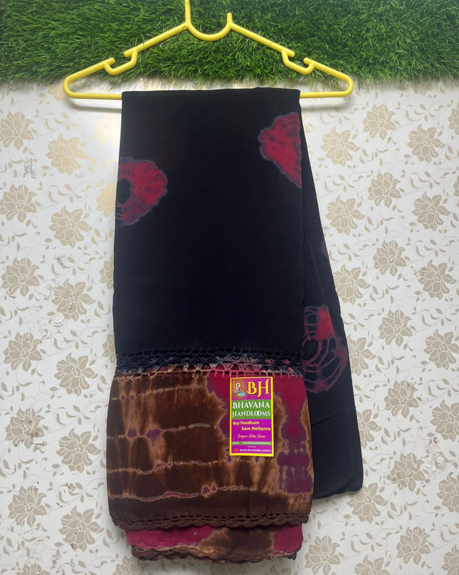 Georgette Printed Saree With Black Color