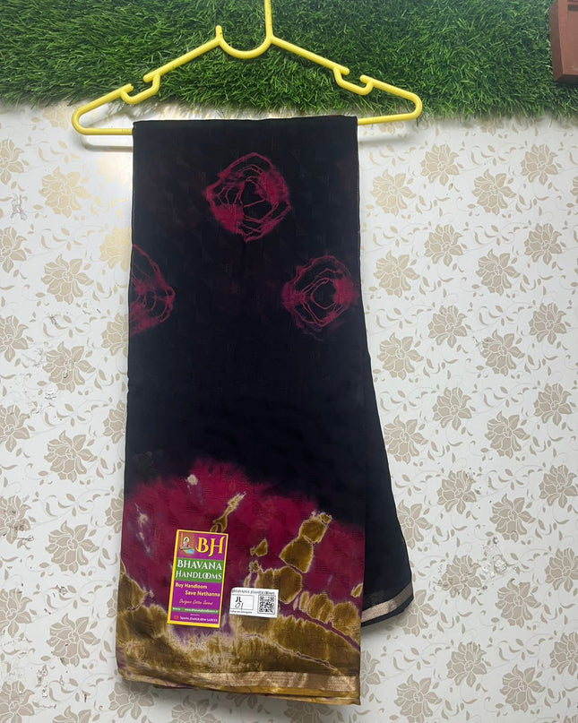 Georgette Printed Saree With Black Color