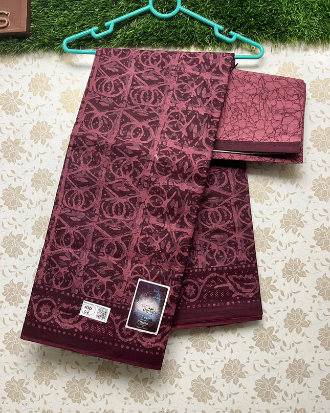 Meena Cotton Saree with Pink Colour