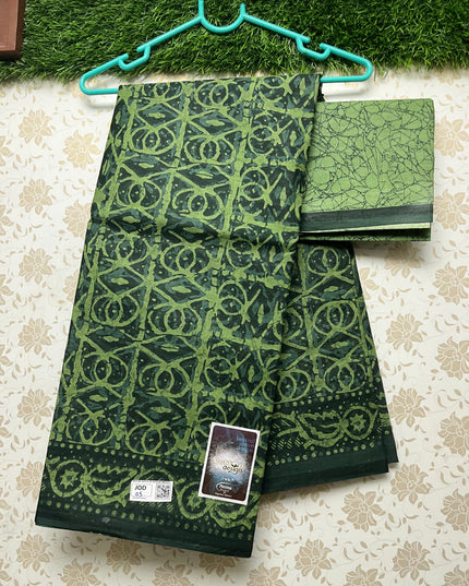 Meena Cotton Saree with Green Colour