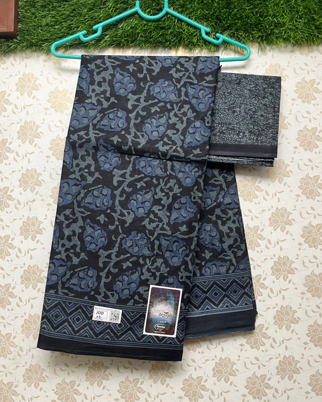 Meena Cotton Saree with Black Colour
