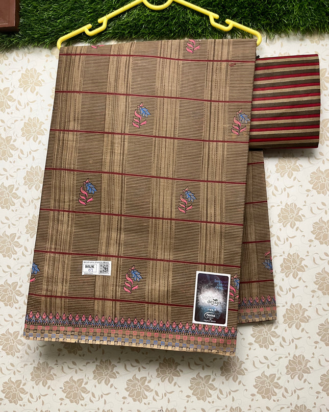 Meena Cotton Saree with Maroon Colour