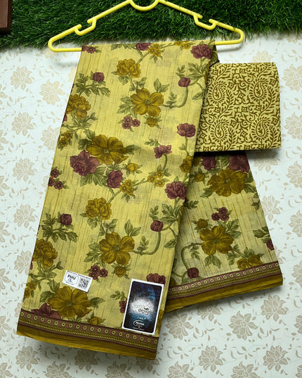 Meena Cotton Saree with Pesara Green Colour