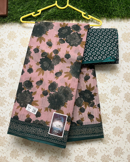 Meena Cotton Saree with Pink Colour