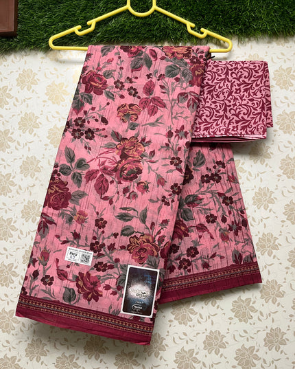 Meena Cotton Saree with Pink Colour