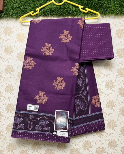 Meena Cotton Saree with Grape Colour