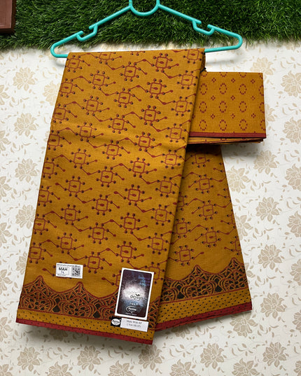 Meena Cotton Saree with Bronze Colour