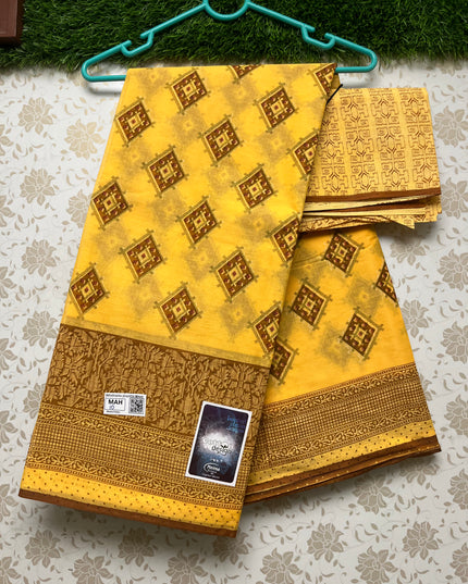 Meena Cotton Saree with Yellow Colour
