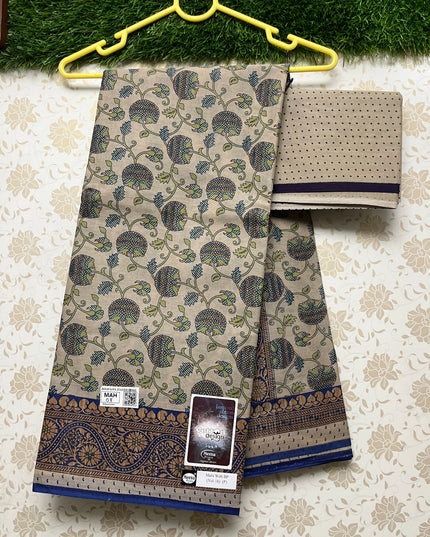 Meena Cotton Saree with Biscuit Colour