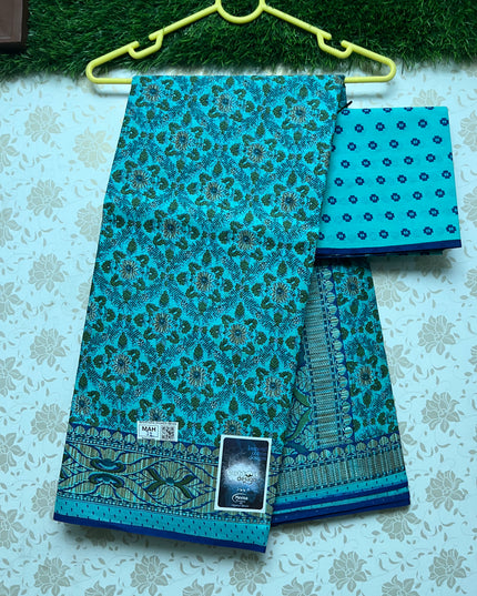 Meena Cotton Saree with Blue Colour