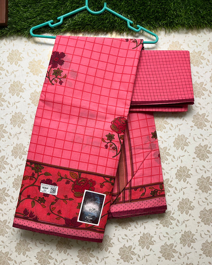 Meena Cotton Saree with Pink Colour