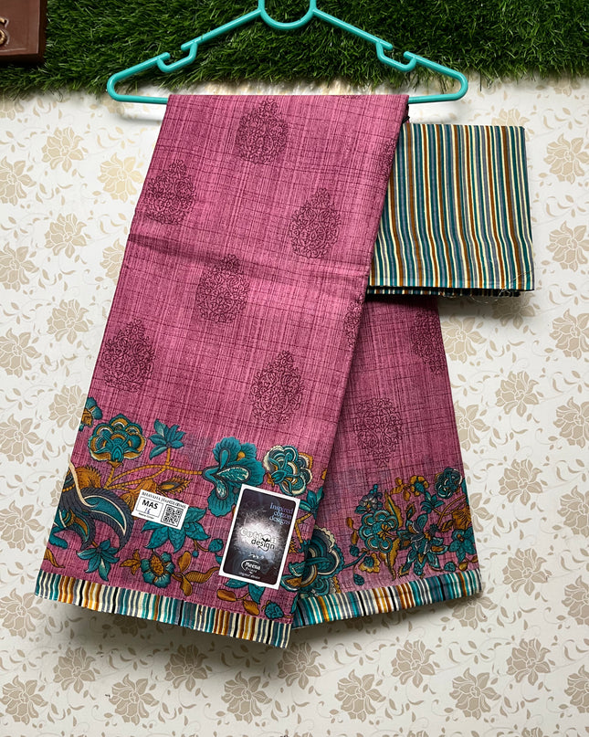 Meena Cotton Saree with Pink Colour