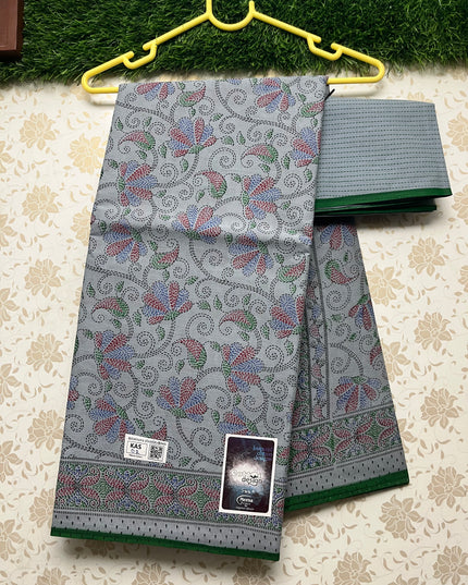 Meena Cotton Saree with Gray Colour