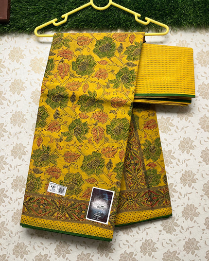 Meena Cotton Saree with Yellow Colour