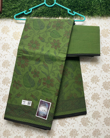 Meena Cotton Saree with Green Colour