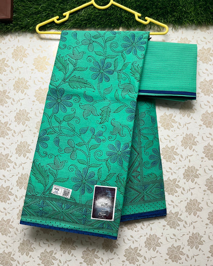 Meena Cotton Saree with Lux Green Colour