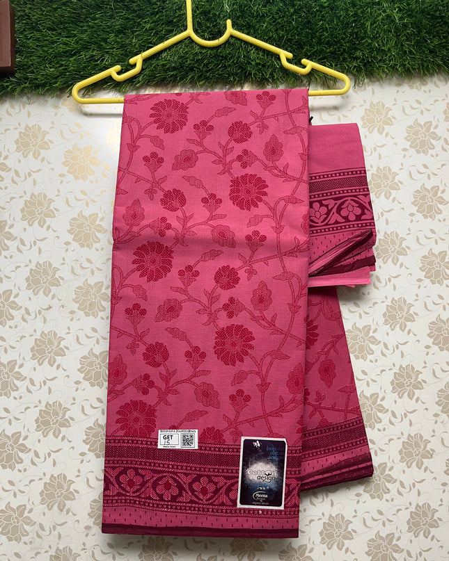 Meena Cotton Saree with Pink Colour