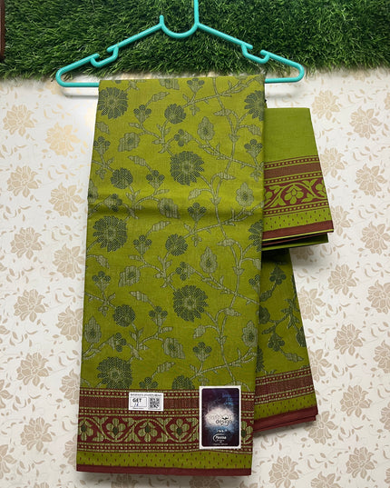 Meena Cotton Saree with Green Colour
