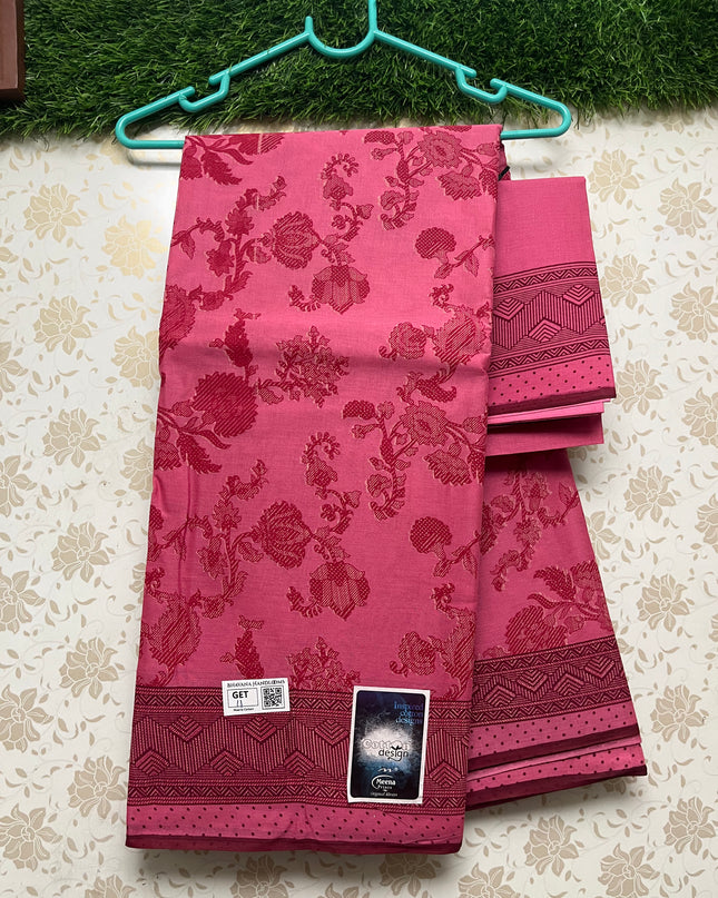 Meena Cotton Saree with Pink Colour