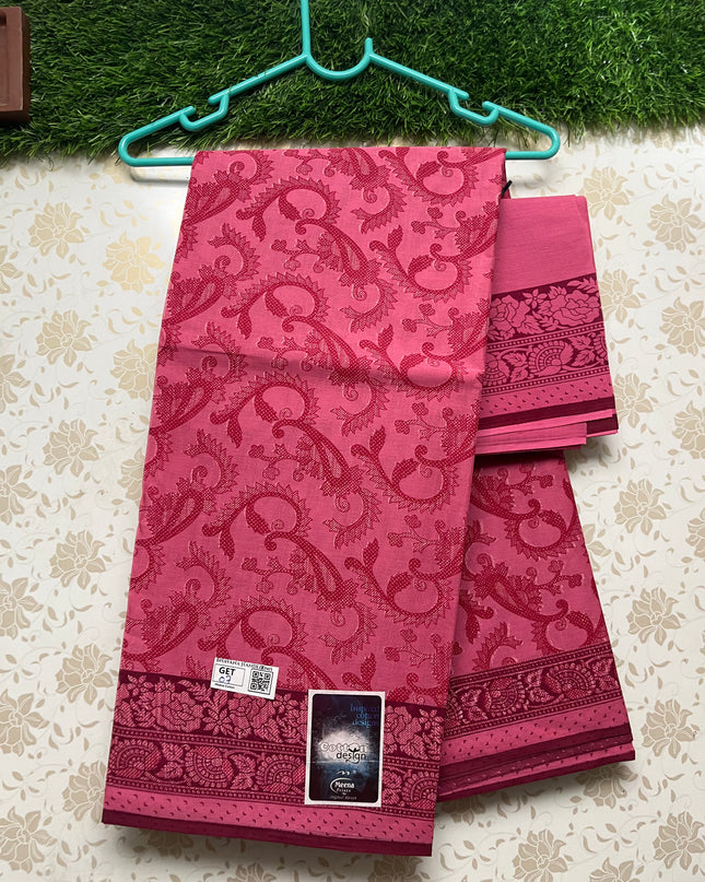 Meena Cotton Saree with Pink Colour