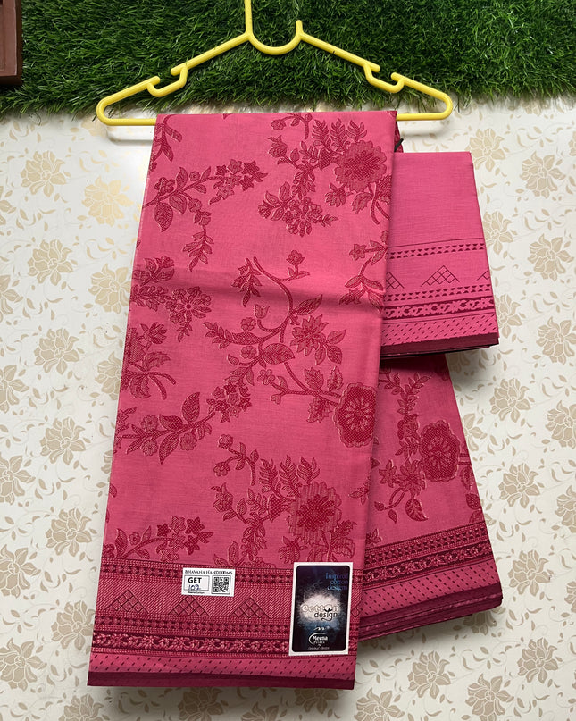 Meena Cotton Saree with Pink Colour