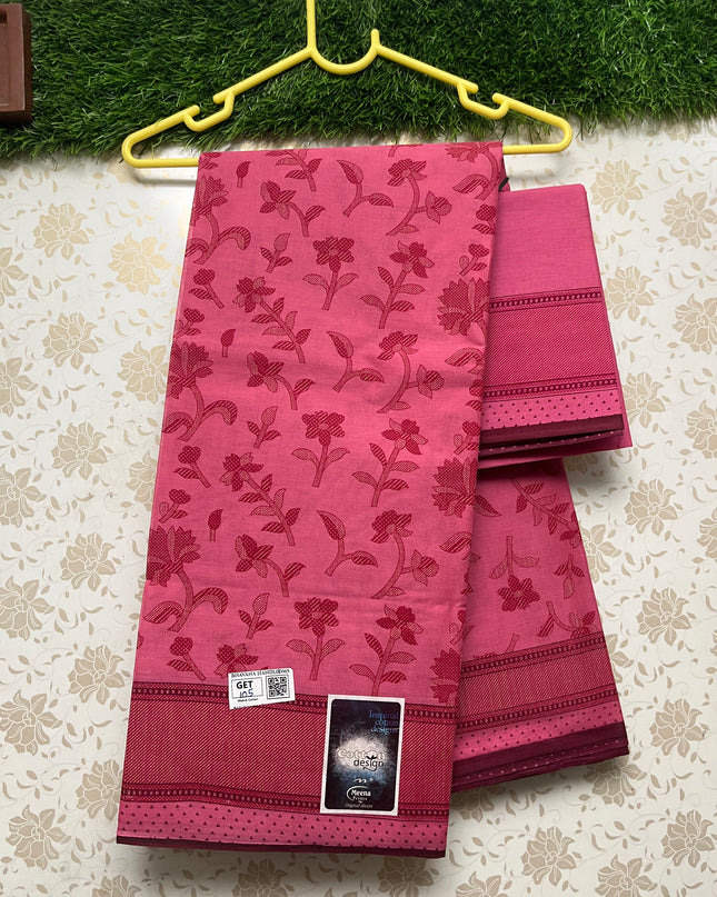 Meena Cotton Saree with Pink Colour