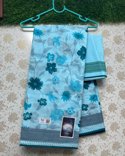 Meena Cotton Saree with Blue Colour