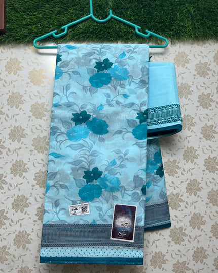 Meena Cotton Saree with Blue Colour