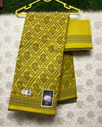 Meena Cotton Saree with Sampangi Yellow Colour