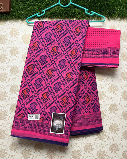 Meena Cotton Saree with Pink Colour