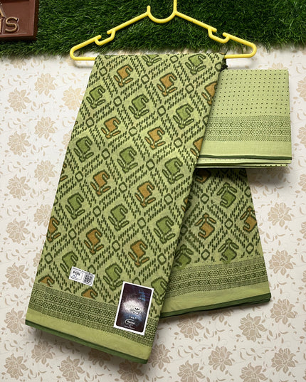 Meena Cotton Saree with Light Green Colour