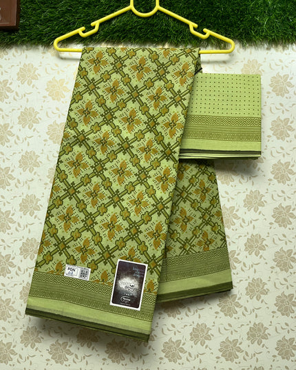 Meena Cotton Saree with Pesara Green Colour