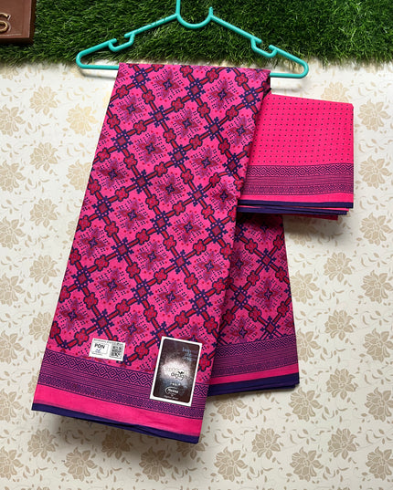 Meena Cotton Saree with Pink Colour