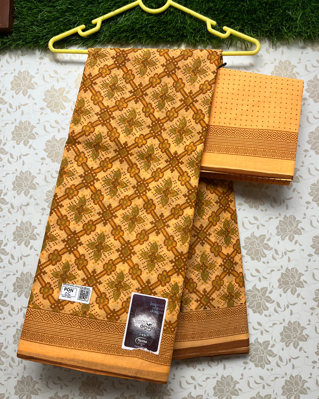 Meena Cotton Saree with Yellow Colour