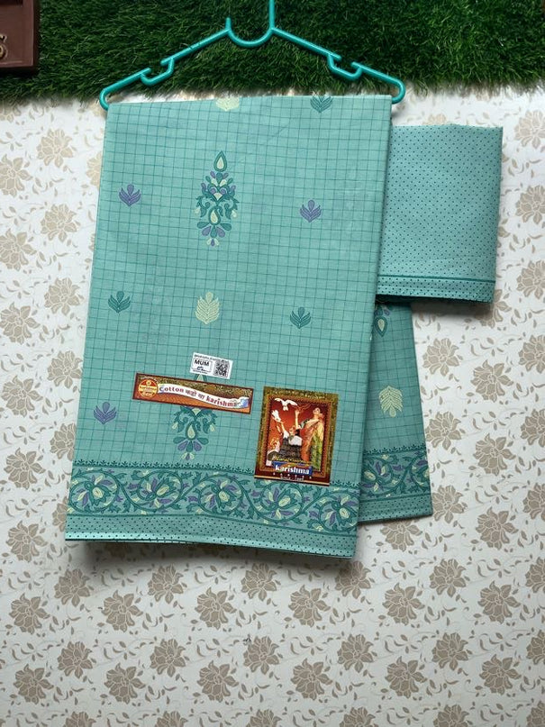 Karishma Cotton Saree with Green Colour