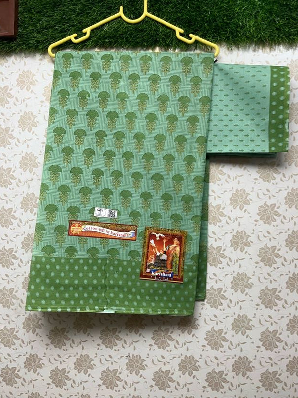 Karishma Cotton Saree with Green Colour